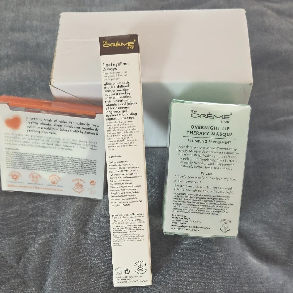 THE CREME SHOP Blush Balm, 3 In 1 Chroma Gel  Eyeliner, Overnight Lip Masque